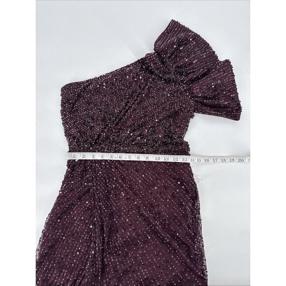 SOLD Mac Duggal Size 8 Purple 5622 EMBELLISHED PUFF ONE SHOULDER Formal GOWN - Picture 11 of 11